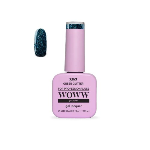Ημιμόνιμο Βερνίκι New Woww Cosmetics 10ml Green Glitter - 397